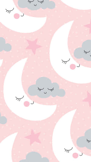 Cute Moon And Stars Pattern Wallpaper