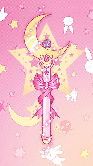 Cute Moon Stick Sailor Moon Iphone Wallpaper