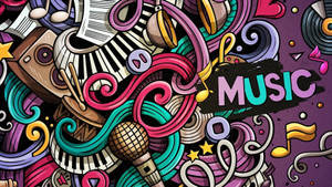 Cute Music Icons Abstract Doodle Wallpaper