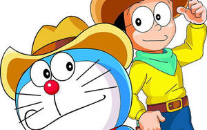Cute Nobita And Doraemon Cowboys Wallpaper