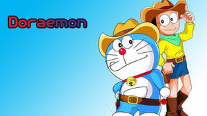 Cute Nobita And Doraemon Full Body Background Wallpaper
