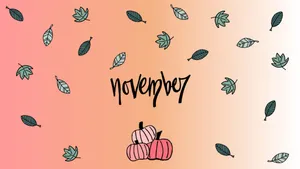 Cute November Pumpkin Leaves Wallpaper