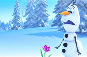 Cute Olaf The Snowman Enjoying A Beautiful Day Wallpaper