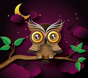 Cute Owl At Night Wallpaper