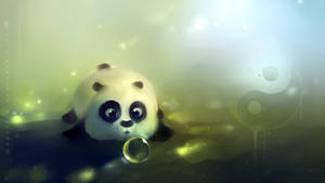 Cute Panda Blowing Bubble Wallpaper