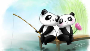 Cute Panda Fishing Wallpaper