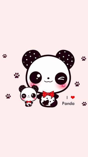 Cute Panda With Red Bowtie Wallpaper