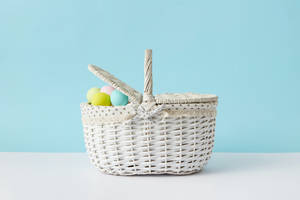 Cute Pastel Aesthetic Basket Filled Eggs Wallpaper