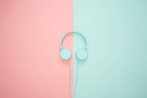 Cute Pastel Aesthetic Blue Headphone Wallpaper