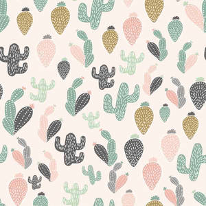 Cute Pastel Cactus Pattern Wallpaper