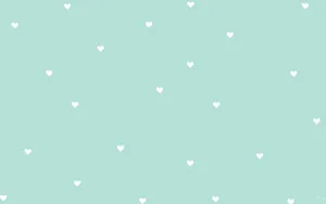 Cute Pastel Green White Hearts Pattern. Wallpaper