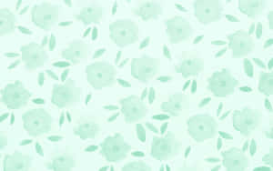 Cute Pastel Soft Green Flowers And Leaves Wallpaper