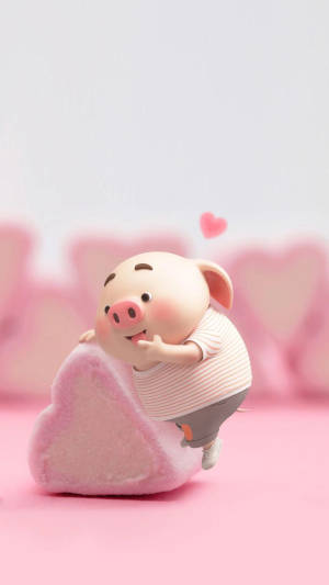 Cute Pig Heart Marshmallow Wallpaper