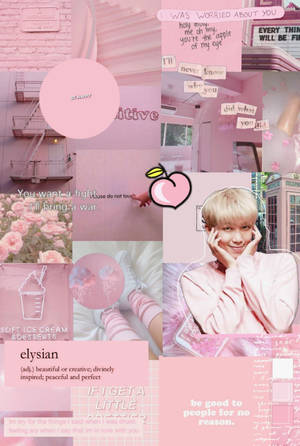 Cute Pink Aesthetic Collage With Kim Namjoon Wallpaper