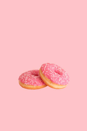 Cute Pink Aesthetic Strawberry Donuts Wallpaper