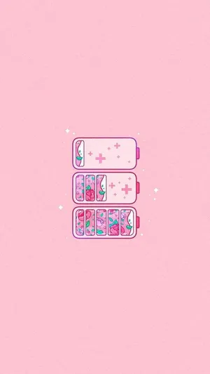 Cute Pink Batteries Digital Art Wallpaper
