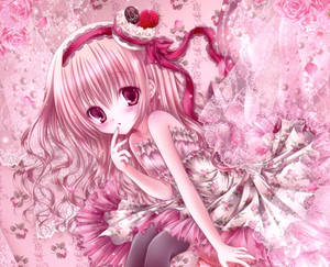Cute Pink Blushing Anime Girl Wallpaper