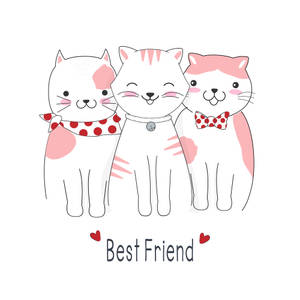 Cute Pink Cat Best Friends Wallpaper
