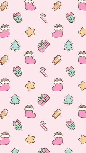 Cute Pink Christmas Aesthetic Wallpaper