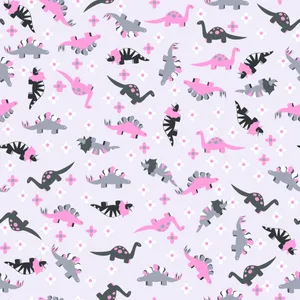 Cute Pink Dinosaur And Black Pattern Wallpaper