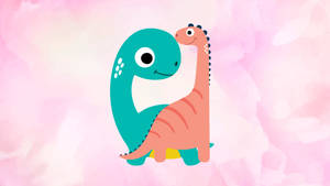 Cute Pink Dinosaur Close Friend Wallpaper