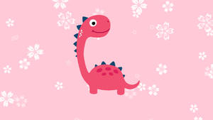 Cute Pink Dinosaur Flowery Brachiosaurus Wallpaper