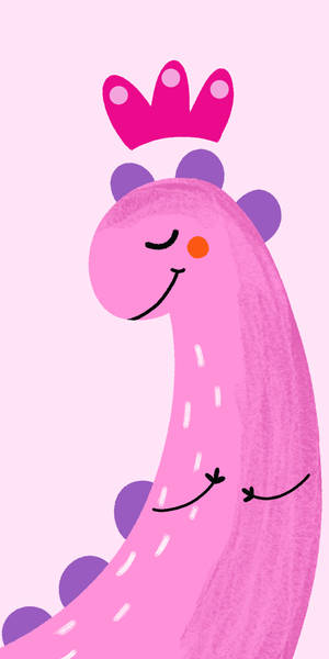 Cute Pink Dinosaur Hugging Herself Wallpaper