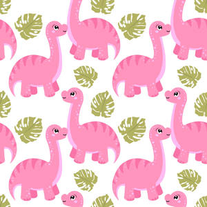 Cute Pink Dinosaur Sparkling Eyes Wallpaper