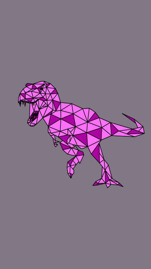 Cute Pink Dinosaur T-rex Geometric Vector Wallpaper