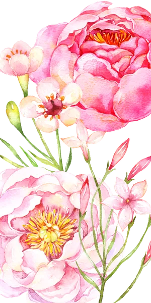 Cute Pink Flower Blooms Painting Wallpaper