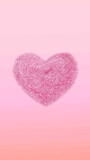 Cute Pink Fluffy Heart Wallpaper