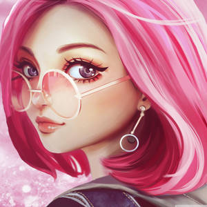 Cute Pink Girl Close Up Portrait Wallpaper