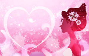 Cute Pink Girl Heart Wallpaper