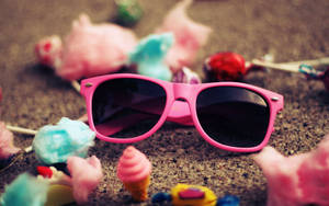 Cute Pink Girl Sunglasses Wallpaper