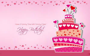 Cute Pink Hearts Birthday Background Wallpaper