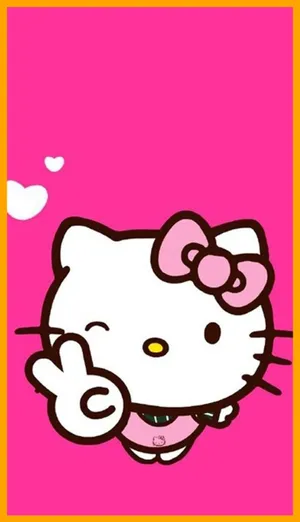 Cute Pink Hello Kitty Peace Sign Wallpaper