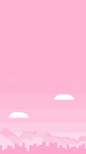 Cute Pink Pixelated Art Wallpaper