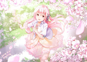 Cute Pink Spring Girl Wallpaper