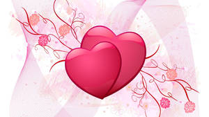 Cute Pink Twin Hearts Wallpaper
