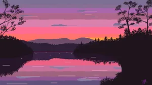 Cute Pixel Desktop Mountains Wallpaper
