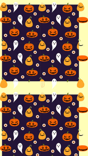 Cute Pumpkin Character Smiling Against A Night Sky Wallpaper