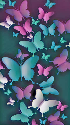 Cute Purple Butterfly Blue Gradient Wallpaper