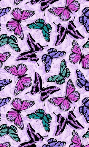 Cute Purple Butterfly Pattern Wallpaper