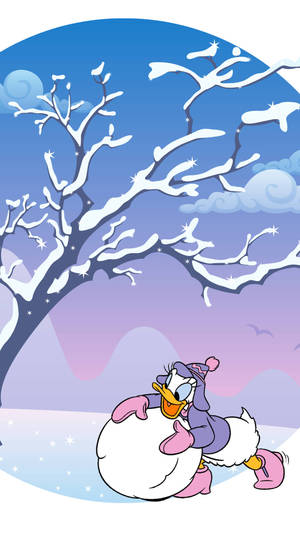 Cute Purple Winter Attire Daisy Duck Wallpaper