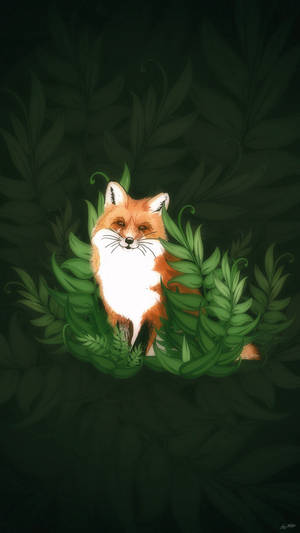 Cute Red Fox Art Wallpaper
