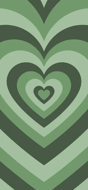 Cute Sage Green Concentric Hearts Wallpaper