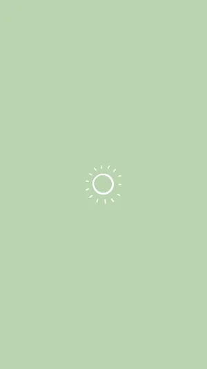 Cute Sage Green Surface With A Sun In The Middle Wallpaper
