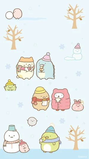 Cute Snow Cartoon Artwork Wallpaper