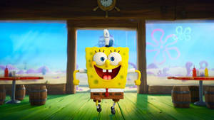 Cute Spongebob Squarepants Entering Krusty Crab Wallpaper