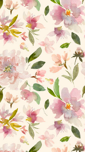 Cute Spring Phone Watercolor Flowers Wallpaper